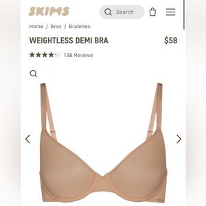 SKIMS WEIGHTLESS DEMI BRA (CLAY)